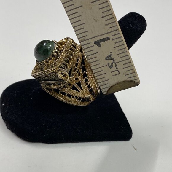 Vintage Gold Tone Filigree Eilat Stone Adjustable Ring Size 8 - Picture 13 of 13